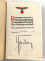 Adolf Hitler "Mein Kampf" Hochzeitsausgabe / Kriegsausgabe von 1940 der Gauhauptstadt Innsbruck, Widmung lose innliegend, datiert 1943