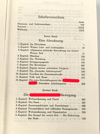 Adolf Hitler "Mein Kampf" Auflage von 1942, Hochzeitsausgabe / Kriegsausgabe der Stadt Wien mit Widmung von 1943, im Schuber. Sehr guter Zustand