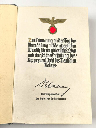 Adolf Hitler "Mein Kampf" Auflage von 1939, Hochzeitsausgabe der Stadt Graz "Stadt der Volkserhebung", im Schuber