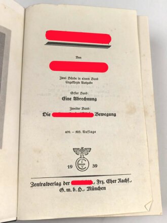 Adolf Hitler "Mein Kampf" Auflage von 1939, Hochzeitsausgabe der Stadt Graz "Stadt der Volkserhebung", im Schuber