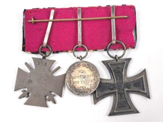 Ordenspange  eines tapferen Württembergs aus den 1930iger Jahren. Eisernes Kreuz 2.Klasse 1914,  silberne Militärverdienstmedaille, Ehrenkreuz für Frontkämpfer