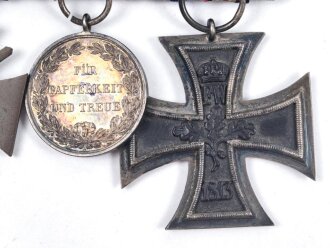 Ordenspange  eines tapferen Württembergs aus den 1930iger Jahren. Eisernes Kreuz 2.Klasse 1914,  silberne Militärverdienstmedaille, Ehrenkreuz für Frontkämpfer