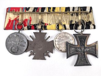 Ordenspange  eines tapferen Württembergs aus den 1930iger Jahren. Eisernes Kreuz 2.Klasse 1914,  silberne Militärverdienstmedaille, Ehrenkreuz für Frontkämpfer, Dienstauszeichnung für 9 Jahre