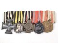 Ordenspange  eines tapferen Württembergs aus den 1930iger Jahren. Eisernes Kreuz 2.Klasse 1914,  silberne Militärverdienstmedaille, Ehrenkreuz für Frontkämpfer, Dienstauszeichnung für 9 Jahre, Denkmünze Tirol 1914-1918