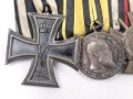 Ordenspange  eines tapferen Württembergs aus den 1930iger Jahren. Eisernes Kreuz 2.Klasse 1914,  silberne Militärverdienstmedaille, Ehrenkreuz für Frontkämpfer, Dienstauszeichnung für 9 Jahre, Denkmünze Tirol 1914-1918