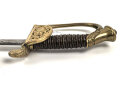 Sachsen, Degen für Offiziere Modell 1867. Klinge " garantiert Eisenhauer" sowie geätztes Monogramm "AR unter Krone" (König Albert 1873 - 1902). Guter Gesamtzustand