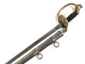 Sachsen, Degen für Offiziere Modell 1867. Klinge " garantiert Eisenhauer" sowie geätztes Monogramm "AR unter Krone" (König Albert 1873 - 1902). Guter Gesamtzustand