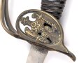Preussen, Infanterie Offiziers Degen Modell 1889 . Das Grifftsück in Luxusausführung, die Scheide vernickelt. Klinge ohne Hersteller