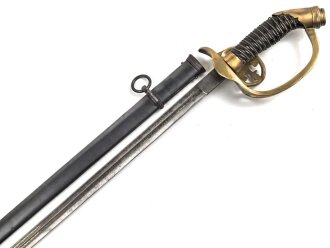 Preussen, IOD89, Infanterie Offiziers Degen Modell 1889. Das "Griffemblem" sicherlich neuzeitlich befestigt, vermutlich aus Teilen zusammengesetztes Stück