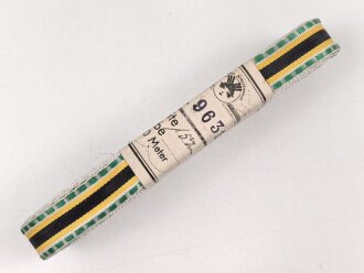 Sachsen Meiningen, Bündel Band zur Bandspange zum Kreuz für Verdienst im Kriege 1915. Breite 15mm, in der originalen Banderole, laut dieser 10 Meter