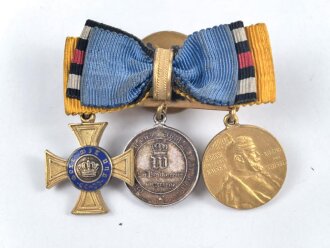 Preussen, Knopflochminiatur mit drei Auszeichnungen, diese jeweils in 16mm Ausführung