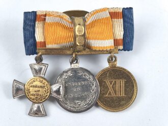 Preussen, Knopflochminiatur mit drei Auszeichnungen, diese jeweils in 16mm Ausführung