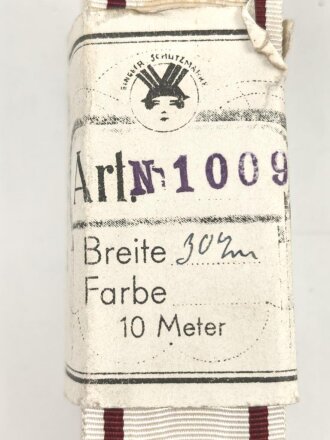 Rumänien, Ordensband zum Sanitäts Verdienstkreuz mit Krone. Breite 30mm, sie erhalten je 15cm von der Rolle abgeschnitten