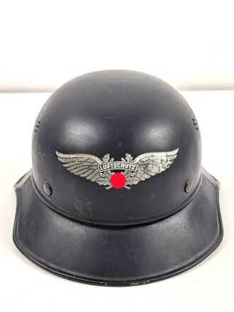 Stahlhelm Luftschutz, in allen Teilen originales Stück, ungereinigt