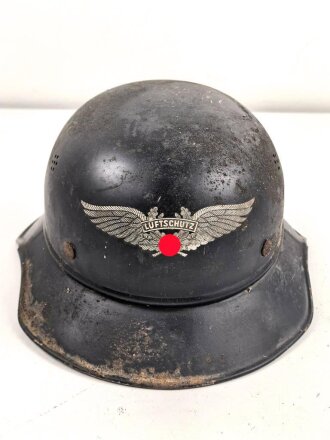 Stahlhelm Luftschutz, in allen Teilen originales Stück, ungereinigt