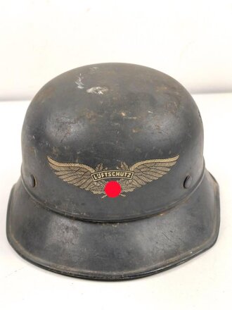 Stahlhelm Luftschutz, in allen Teilen originales Stück, ungereinigt