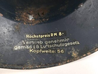 Stahlhelmglocke Luftschutz, in allen Teilen originales Stück, ungereinigt