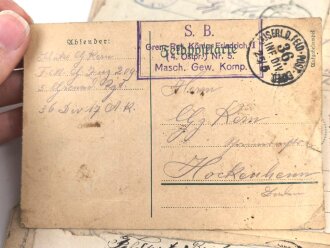 1.Weltkrieg, Stapel Feldpost eines Angehörigen im Feld Maschinengewehr Zug Nr. 209, knapp über 100 Belege