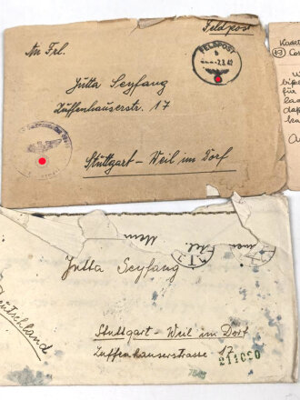 Fünf Feldpostbriefe eines zuletzt Angehörigen...