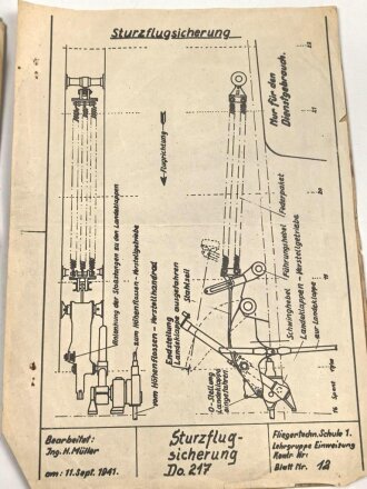 Luftwaffe Do 217, elfseitige Unterlagen der Fliegertechnischen Schule 1 vom September 1941. DIN A4