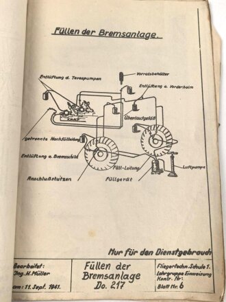 Luftwaffe Do 217, elfseitige Unterlagen der Fliegertechnischen Schule 1 vom September 1941. DIN A4