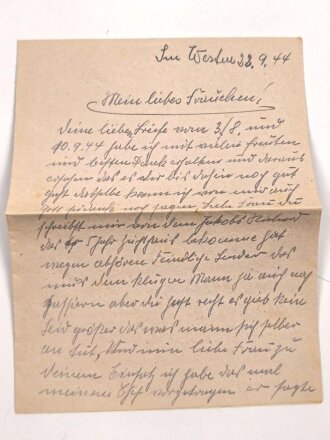 Waffen SS Feldpostbrief eines Angehörigen Feldpostnummer 12626 ( Panzer Artillerie Regiment 2 )  datiert 26.9.44.