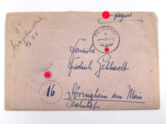 Waffen SS Feldpostbrief eines Angehörigen Feldpostnummer  59425 ( 12.SS Panzerdivision Hitlerjugend ), datiert am 30.5.44
