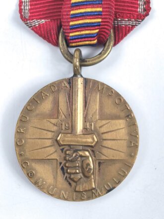 Rumänien,  Medaille zur Erinnerung an den Kreuzzug gegen den Kommunismus, am Band, im Etui