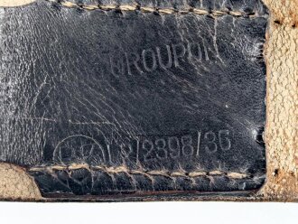 Koppelriemen für Parteiverbände. Schwarzes Leder, RZM Stempel, Gesamtlänge 103cm