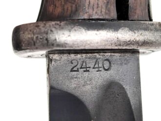 Seitengewehr M84/98 für K98 der Wehrmacht, getragenes Stück, die Scheide überlackiert ?