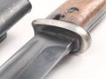 Seitengewehr M84/98 für K98 der Wehrmacht, getragenes Stück, die Scheide überlackiert ?