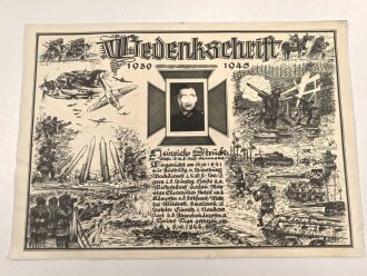 Deutschland nach 1945, Erinnerungsblatt für einen am 5.10.44 im Raum Riga Gefallenen Gefreiten. Maße 31 x 44cm