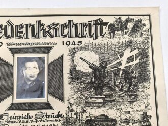 Deutschland nach 1945, Erinnerungsblatt für einen am 5.10.44 im Raum Riga Gefallenen Gefreiten. Maße 31 x 44cm