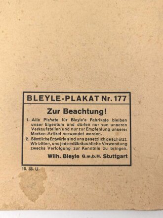 "Bleyle, die praktische Unterziehweste" Werbeaufsteller einen SA Angehörigen Darstellend. Maße etwa 25 x 39cm