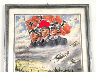 Farbige Dienstzeiturkunde für einen Funker bei der...