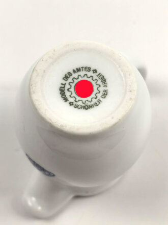 Kantinenporzellan Milchkännchen mit dem Logo der Firma Bünte & Remmler (BUR), Höhe 6cm, ohne Hersteller, gebraucht