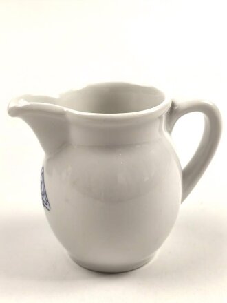 Kantinenporzellan Milchkännchen mit dem Logo der Firma Bünte & Remmler (BUR), Höhe 6cm, Hersteller Königszelt, gebraucht