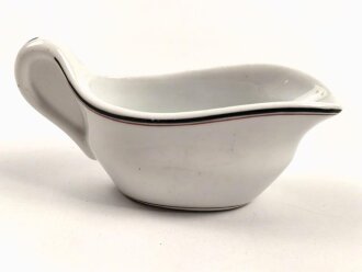 Kaiserreich, Feld Artillerie Regiment 53 Kantinenporzellan, kleine Sauciere, Gesamtlänge 13cm, Franz Kreski Bramberg, datiert 1914, gebraucht