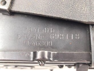 Doppeltrommel 15 für MG15 der Luftwaffe, Hersteller dfb, datiert 1941,  eine "Lippe" abgeschnitten, somit hält keine Patrone mehr und die Eigenschaften als Magazin sind nicht mehr gegeben .  Frei Verkäuflich ab 18. Jahren