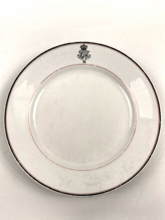 Kaiserreich, Feld Artillerie Regiment 53 Kantinenporzellan, Flacher Teller, Durchmesser 24cm, Hersteller A.Menard Bromberg, gebraucht