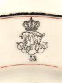 Kaiserreich, Feld Artillerie Regiment 53 Kantinenporzellan, Flacher Teller, Durchmesser 24cm, Hersteller A.Menard Bromberg, gebraucht
