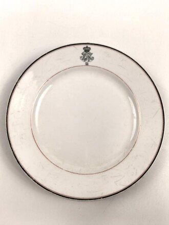 Kaiserreich, Feld Artillerie Regiment 53 Kantinenporzellan, Flacher Teller, Durchmesser 24cm, Hersteller A.Menard Bromberg, gebraucht