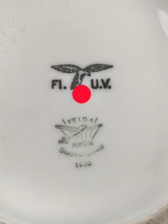 Luftwaffe, Kantinenporzellan große Kaffeekanne, Höhe 29cm, Hersteller Felda Rhön Stadtlengsfeld 1936. Gebraucht