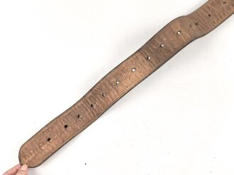 Eindornkoppel schwarzes Leder, Höhe 50mm, Gesamtlänge etwa 122cm, schweres Messingschloss