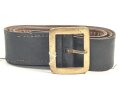 Eindornkoppel schwarzes Leder, Höhe 50mm, Gesamtlänge etwa 122cm, schweres Messingschloss