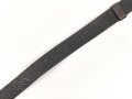 Eindornkoppel schwarzes Lackleder, Höhe 40mm, Gesamtlänge etwa 114cm, Messingschloss