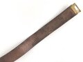 Eindornkoppel schwarzes Lackleder, Höhe 40mm, Gesamtlänge etwa 114cm, Messingschloss