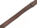 Eindornkoppel schwarzes Lackleder, Höhe 40mm, Gesamtlänge etwa 114cm, Messingschloss