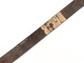 Eindornkoppel schwarzes Leder, Höhe 46mm, Gesamtlänge etwa 114cm, Eisenschliesse lackiert