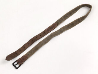 Leder/ Leinenriemen braun, Breite knapp über 3cm, Länge etwa 120cm, Alter und Herkunft unbekannt